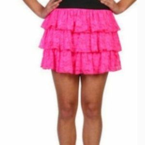 Pink Lace Tiered Skirt